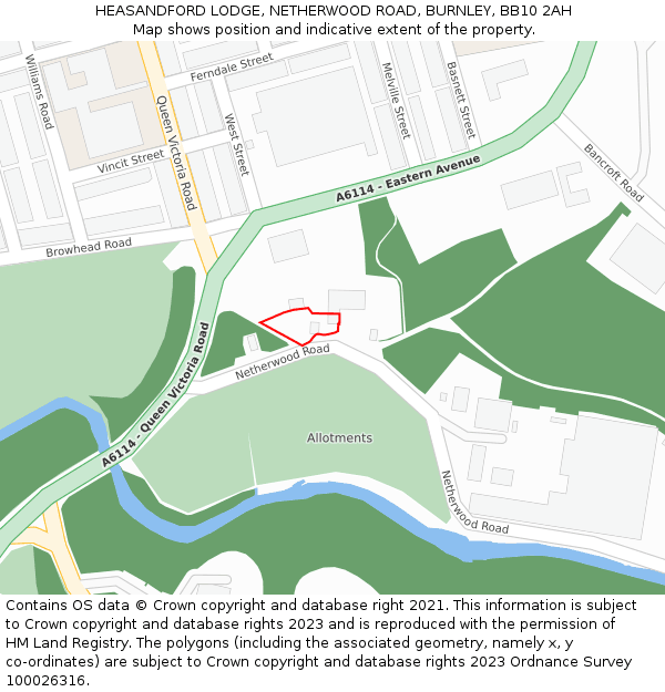 HEASANDFORD LODGE, NETHERWOOD ROAD, BURNLEY, BB10 2AH: Location map and indicative extent of plot
