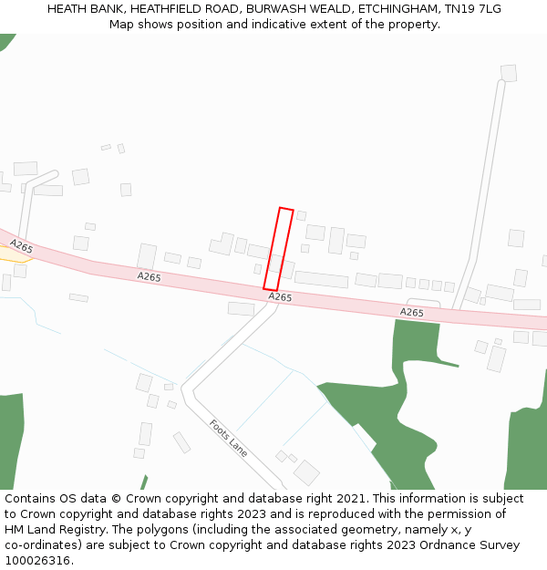 HEATH BANK, HEATHFIELD ROAD, BURWASH WEALD, ETCHINGHAM, TN19 7LG: Location map and indicative extent of plot