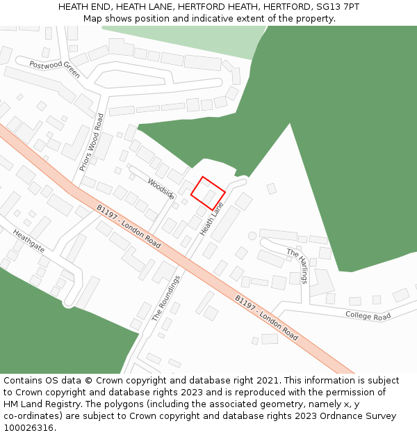 HEATH END, HEATH LANE, HERTFORD HEATH, HERTFORD, SG13 7PT: Location map and indicative extent of plot