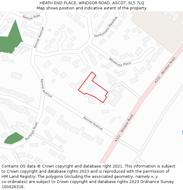 HEATH END PLACE, WINDSOR ROAD, ASCOT, SL5 7LQ: Location map and indicative extent of plot