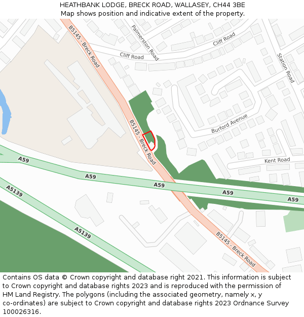 HEATHBANK LODGE, BRECK ROAD, WALLASEY, CH44 3BE: Location map and indicative extent of plot