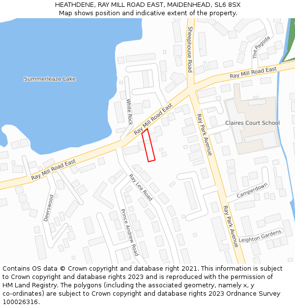 HEATHDENE, RAY MILL ROAD EAST, MAIDENHEAD, SL6 8SX: Location map and indicative extent of plot