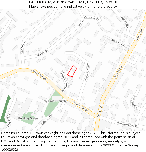 HEATHER BANK, PUDDINGCAKE LANE, UCKFIELD, TN22 1BU: Location map and indicative extent of plot