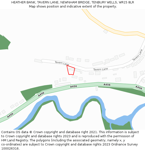 HEATHER BANK, TAVERN LANE, NEWNHAM BRIDGE, TENBURY WELLS, WR15 8LR: Location map and indicative extent of plot