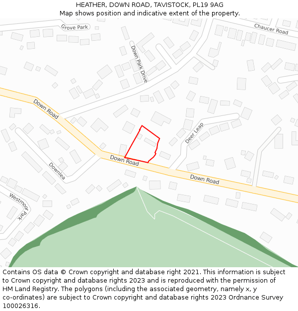 HEATHER, DOWN ROAD, TAVISTOCK, PL19 9AG: Location map and indicative extent of plot