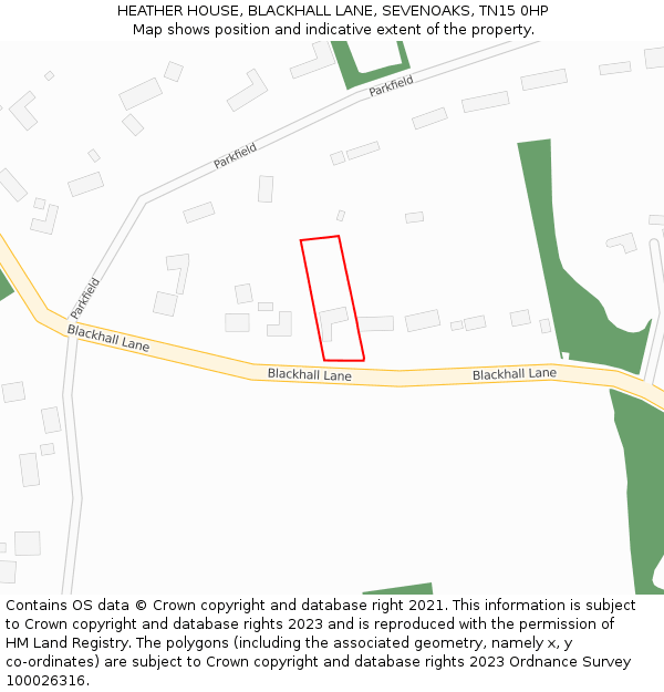HEATHER HOUSE, BLACKHALL LANE, SEVENOAKS, TN15 0HP: Location map and indicative extent of plot