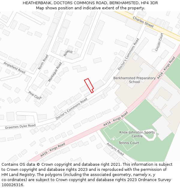HEATHERBANK, DOCTORS COMMONS ROAD, BERKHAMSTED, HP4 3DR: Location map and indicative extent of plot