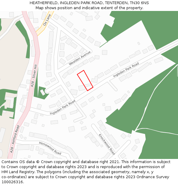 HEATHERFIELD, INGLEDEN PARK ROAD, TENTERDEN, TN30 6NS: Location map and indicative extent of plot