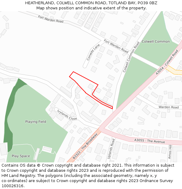 HEATHERLAND, COLWELL COMMON ROAD, TOTLAND BAY, PO39 0BZ: Location map and indicative extent of plot