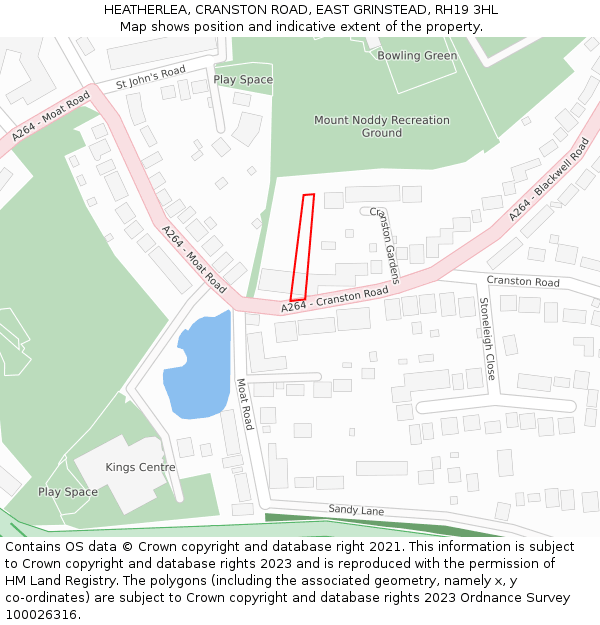 HEATHERLEA, CRANSTON ROAD, EAST GRINSTEAD, RH19 3HL: Location map and indicative extent of plot