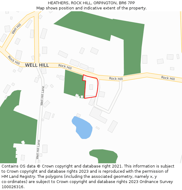 HEATHERS, ROCK HILL, ORPINGTON, BR6 7PP: Location map and indicative extent of plot