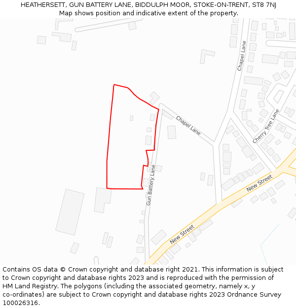 HEATHERSETT, GUN BATTERY LANE, BIDDULPH MOOR, STOKE-ON-TRENT, ST8 7NJ: Location map and indicative extent of plot