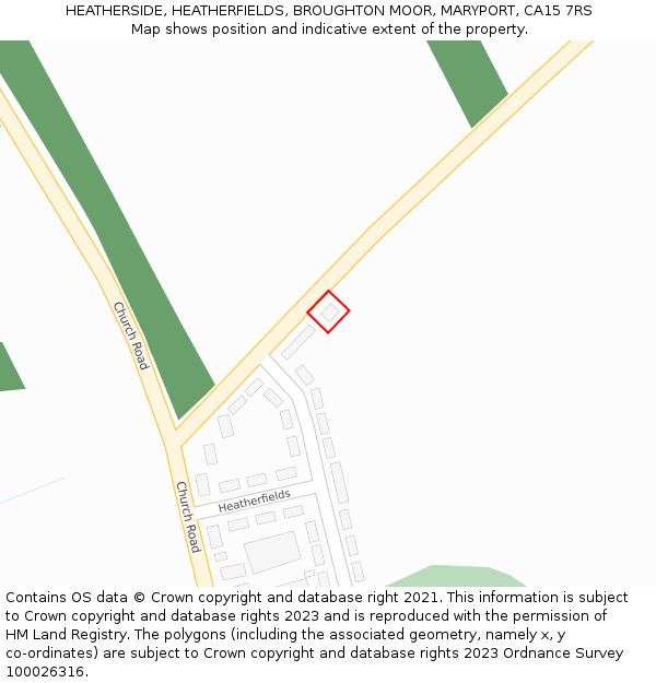 HEATHERSIDE, HEATHERFIELDS, BROUGHTON MOOR, MARYPORT, CA15 7RS: Location map and indicative extent of plot