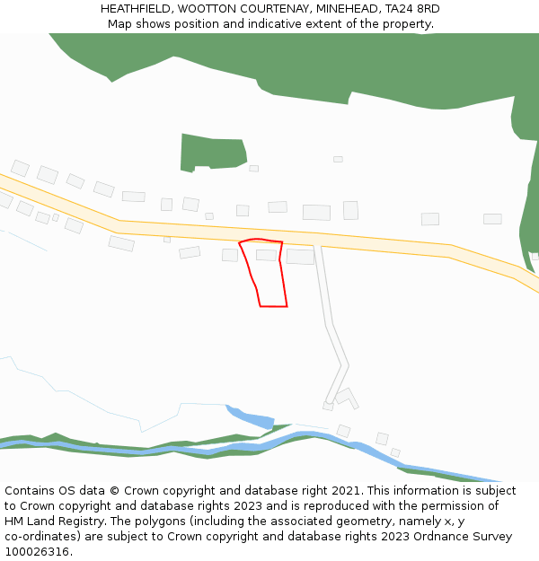 HEATHFIELD, WOOTTON COURTENAY, MINEHEAD, TA24 8RD: Location map and indicative extent of plot