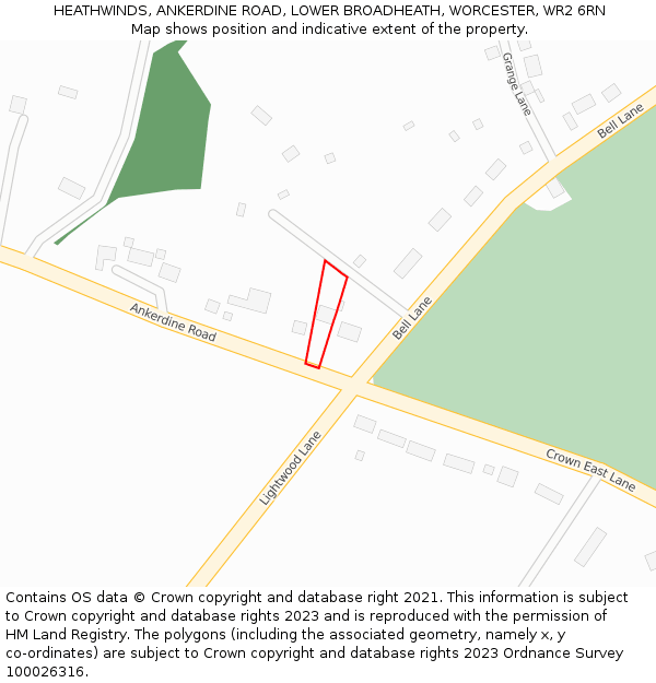 HEATHWINDS, ANKERDINE ROAD, LOWER BROADHEATH, WORCESTER, WR2 6RN: Location map and indicative extent of plot
