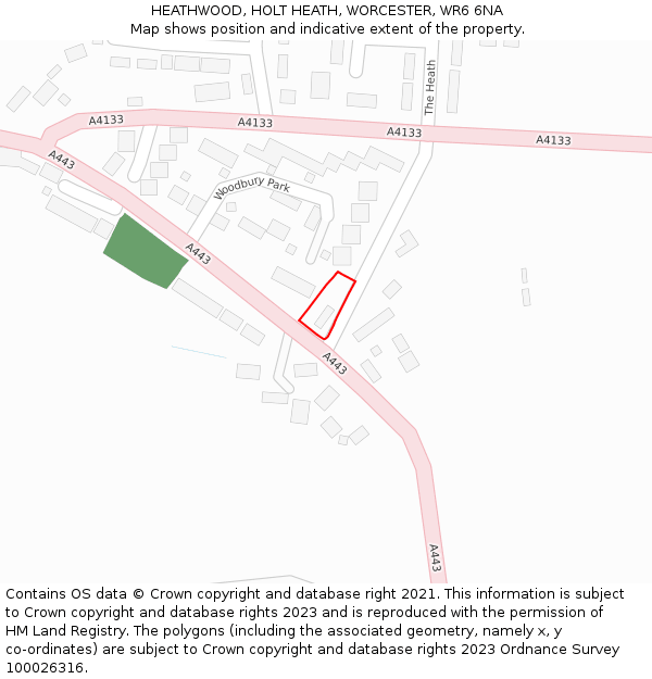 HEATHWOOD, HOLT HEATH, WORCESTER, WR6 6NA: Location map and indicative extent of plot