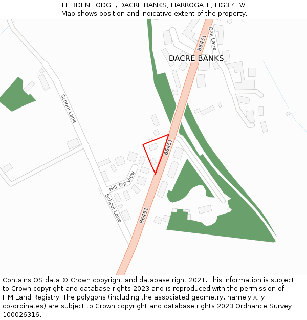 HEBDEN LODGE, DACRE BANKS, HARROGATE, HG3 4EW: Location map and indicative extent of plot