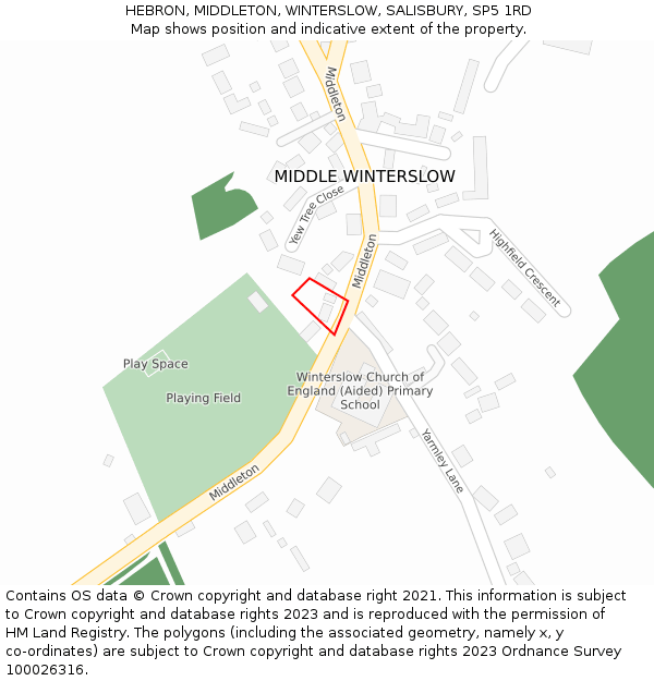 HEBRON, MIDDLETON, WINTERSLOW, SALISBURY, SP5 1RD: Location map and indicative extent of plot