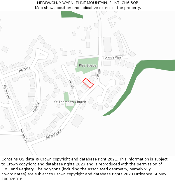 HEDDWCH, Y WAEN, FLINT MOUNTAIN, FLINT, CH6 5QR: Location map and indicative extent of plot