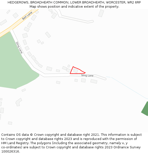 HEDGEROWS, BROADHEATH COMMON, LOWER BROADHEATH, WORCESTER, WR2 6RP: Location map and indicative extent of plot