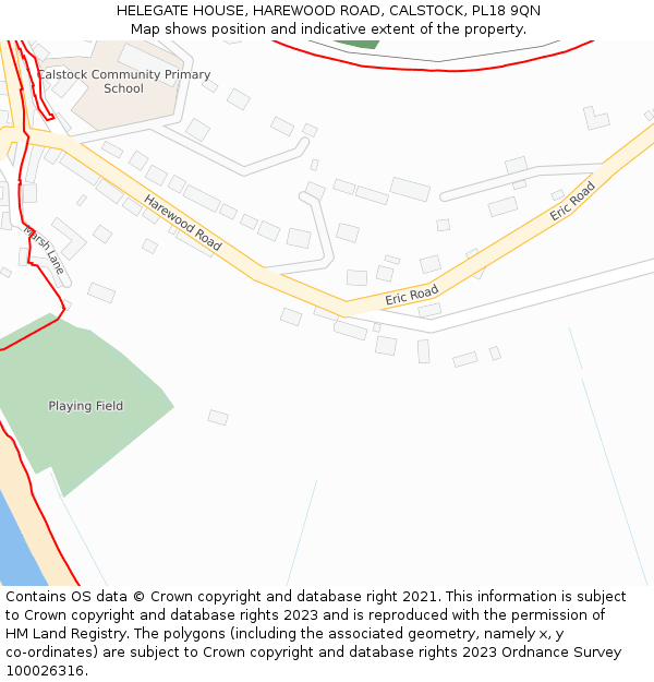 HELEGATE HOUSE, HAREWOOD ROAD, CALSTOCK, PL18 9QN: Location map and indicative extent of plot