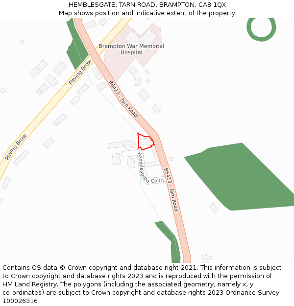 HEMBLESGATE, TARN ROAD, BRAMPTON, CA8 1QX: Location map and indicative extent of plot