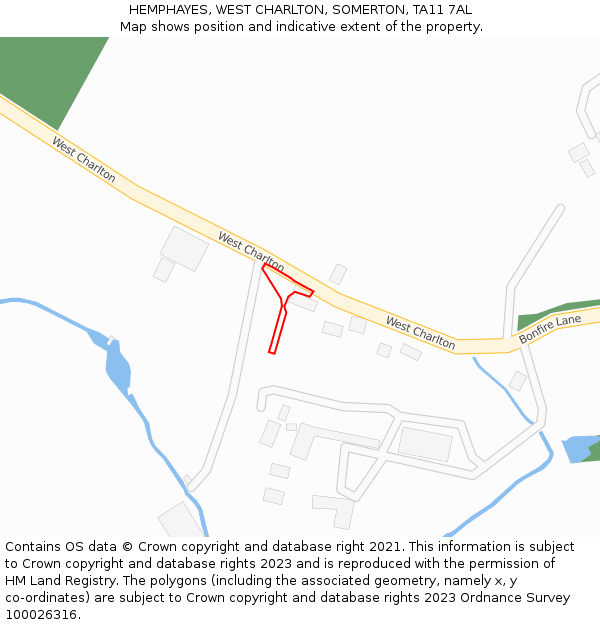 HEMPHAYES, WEST CHARLTON, SOMERTON, TA11 7AL: Location map and indicative extent of plot