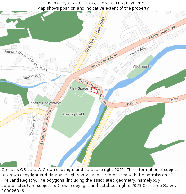 HEN BOPTY, GLYN CEIRIOG, LLANGOLLEN, LL20 7EY: Location map and indicative extent of plot
