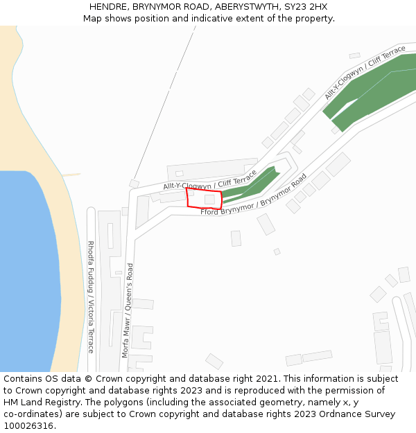 HENDRE, BRYNYMOR ROAD, ABERYSTWYTH, SY23 2HX: Location map and indicative extent of plot