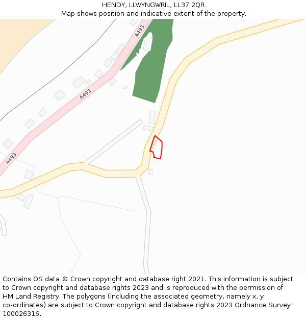 HENDY, LLWYNGWRIL, LL37 2QR: Location map and indicative extent of plot