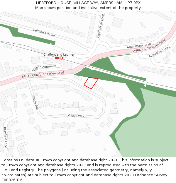 HEREFORD HOUSE, VILLAGE WAY, AMERSHAM, HP7 9PX: Location map and indicative extent of plot