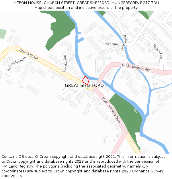 HERON HOUSE, CHURCH STREET, GREAT SHEFFORD, HUNGERFORD, RG17 7DU: Location map and indicative extent of plot