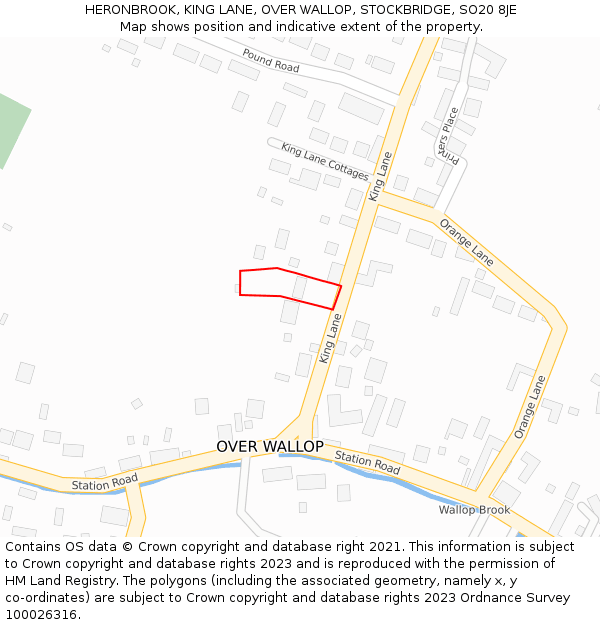 HERONBROOK, KING LANE, OVER WALLOP, STOCKBRIDGE, SO20 8JE: Location map and indicative extent of plot