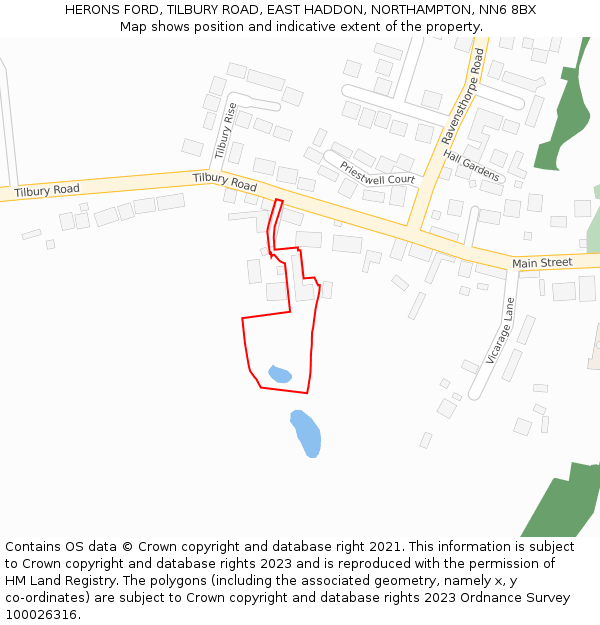 HERONS FORD, TILBURY ROAD, EAST HADDON, NORTHAMPTON, NN6 8BX: Location map and indicative extent of plot