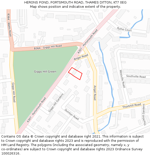 HERONS POND, PORTSMOUTH ROAD, THAMES DITTON, KT7 0EG: Location map and indicative extent of plot