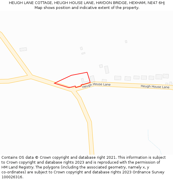 HEUGH LANE COTTAGE, HEUGH HOUSE LANE, HAYDON BRIDGE, HEXHAM, NE47 6HJ: Location map and indicative extent of plot