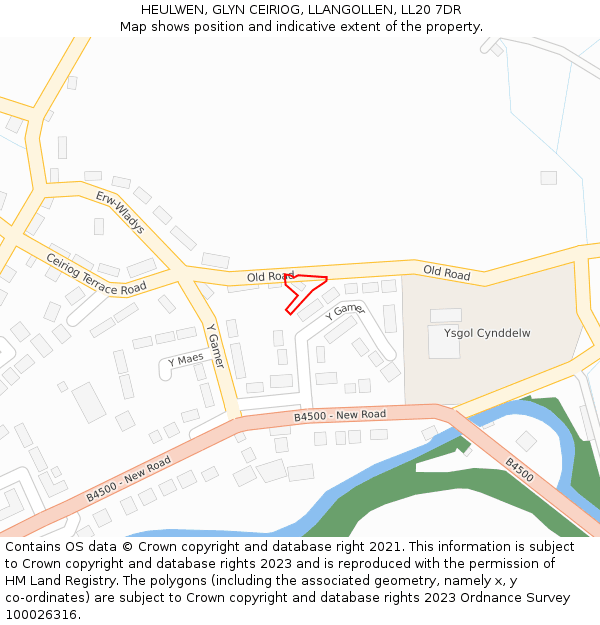 HEULWEN, GLYN CEIRIOG, LLANGOLLEN, LL20 7DR: Location map and indicative extent of plot
