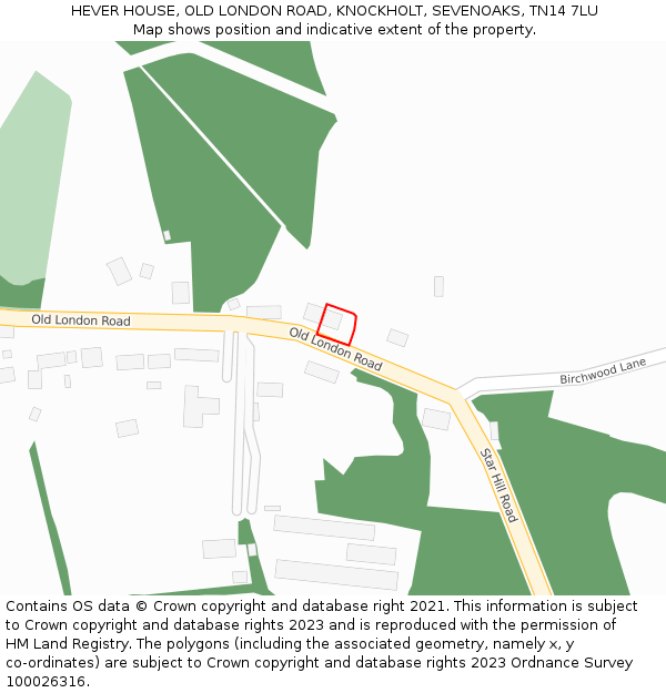 HEVER HOUSE, OLD LONDON ROAD, KNOCKHOLT, SEVENOAKS, TN14 7LU: Location map and indicative extent of plot