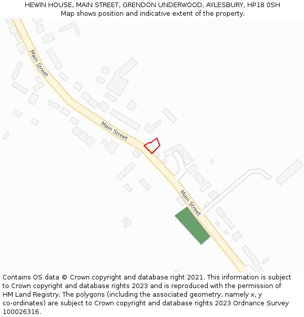 HEWIN HOUSE, MAIN STREET, GRENDON UNDERWOOD, AYLESBURY, HP18 0SH: Location map and indicative extent of plot