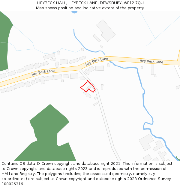 HEYBECK HALL, HEYBECK LANE, DEWSBURY, WF12 7QU: Location map and indicative extent of plot