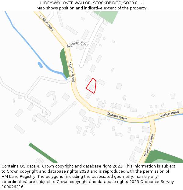 HIDEAWAY, OVER WALLOP, STOCKBRIDGE, SO20 8HU: Location map and indicative extent of plot