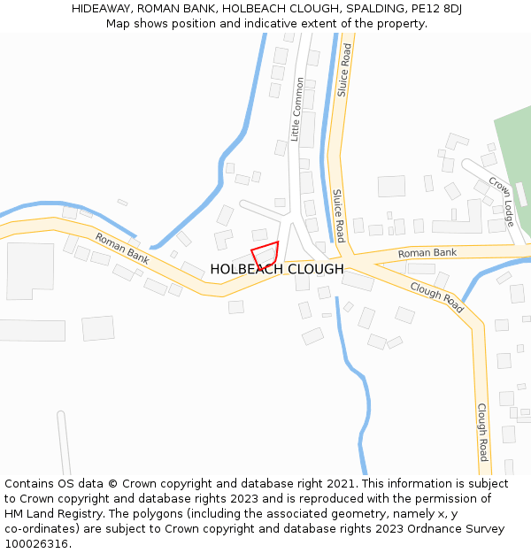 HIDEAWAY, ROMAN BANK, HOLBEACH CLOUGH, SPALDING, PE12 8DJ: Location map and indicative extent of plot