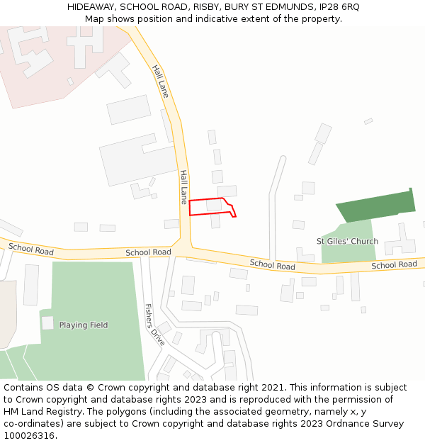 HIDEAWAY, SCHOOL ROAD, RISBY, BURY ST EDMUNDS, IP28 6RQ: Location map and indicative extent of plot