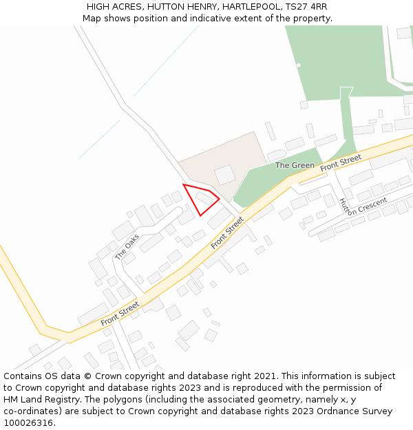 HIGH ACRES, HUTTON HENRY, HARTLEPOOL, TS27 4RR: Location map and indicative extent of plot