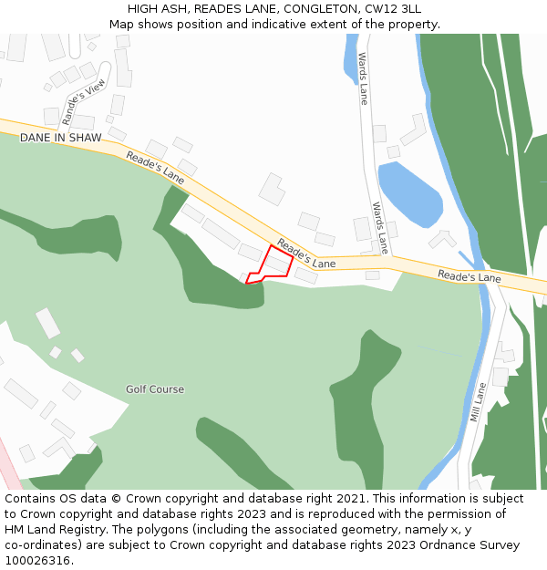 HIGH ASH, READES LANE, CONGLETON, CW12 3LL: Location map and indicative extent of plot