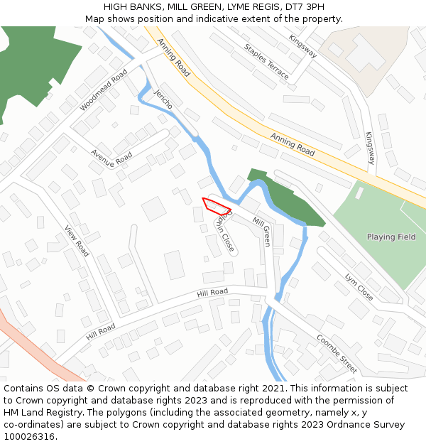 HIGH BANKS, MILL GREEN, LYME REGIS, DT7 3PH: Location map and indicative extent of plot