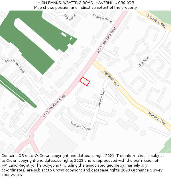 HIGH BANKS, WRATTING ROAD, HAVERHILL, CB9 0DB: Location map and indicative extent of plot