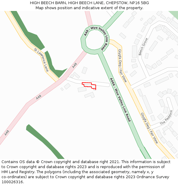 HIGH BEECH BARN, HIGH BEECH LANE, CHEPSTOW, NP16 5BG: Location map and indicative extent of plot