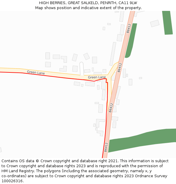 HIGH BERRIES, GREAT SALKELD, PENRITH, CA11 9LW: Location map and indicative extent of plot