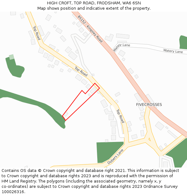 HIGH CROFT, TOP ROAD, FRODSHAM, WA6 6SN: Location map and indicative extent of plot